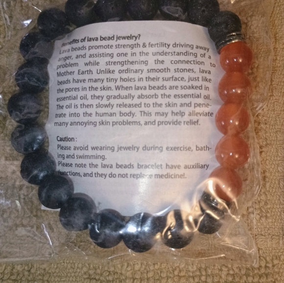 Unisex Lava And Gemstone Bracelets Set Of Three Brand New In Package - Picture 5 of 12